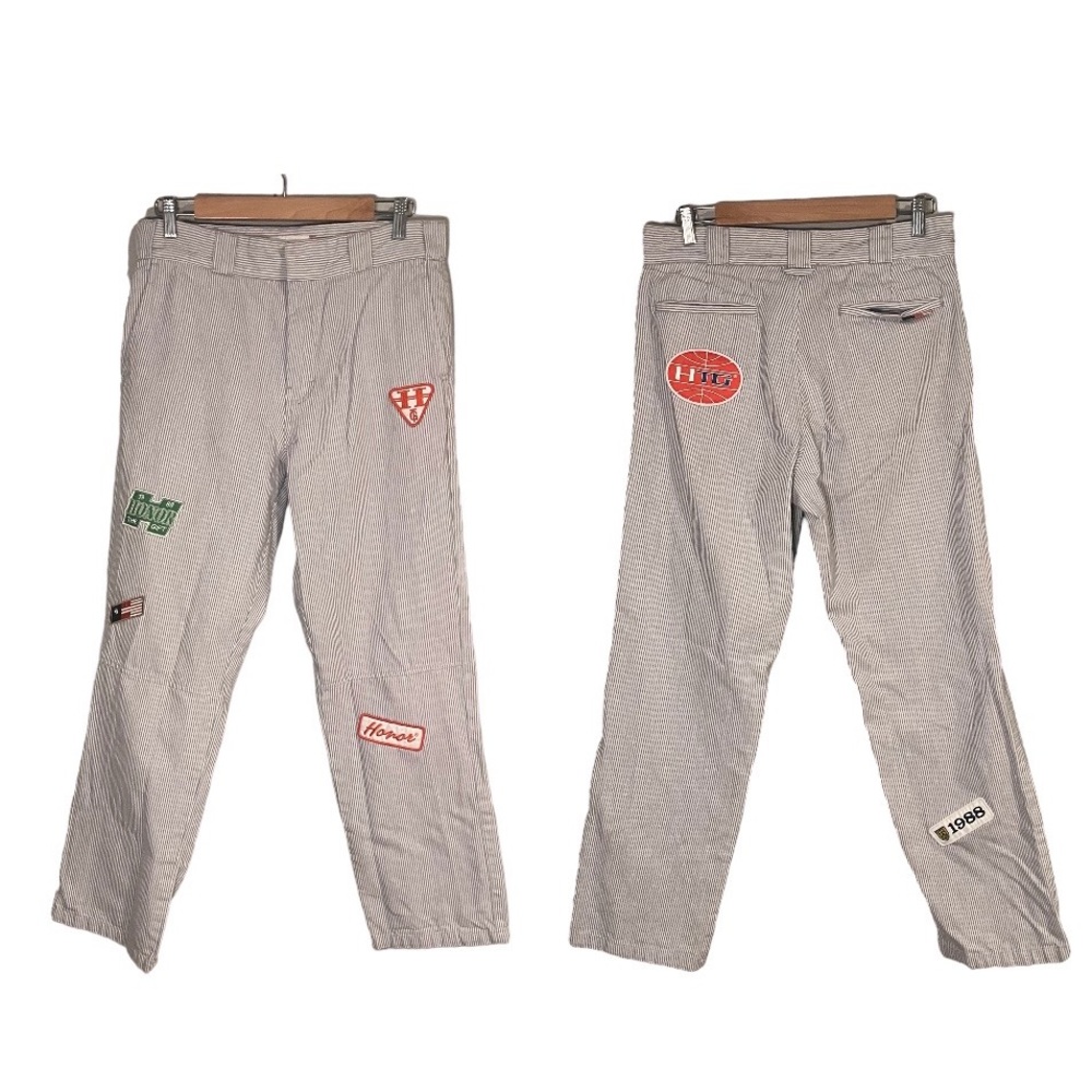 Honor the Gift Mechanic Uniform Striped Sports Patchwork Streetwear Pants - Picture 3 of 15